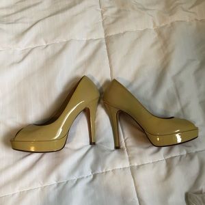 Cole Han Nike Air Patent Peep Toe Platform Nude